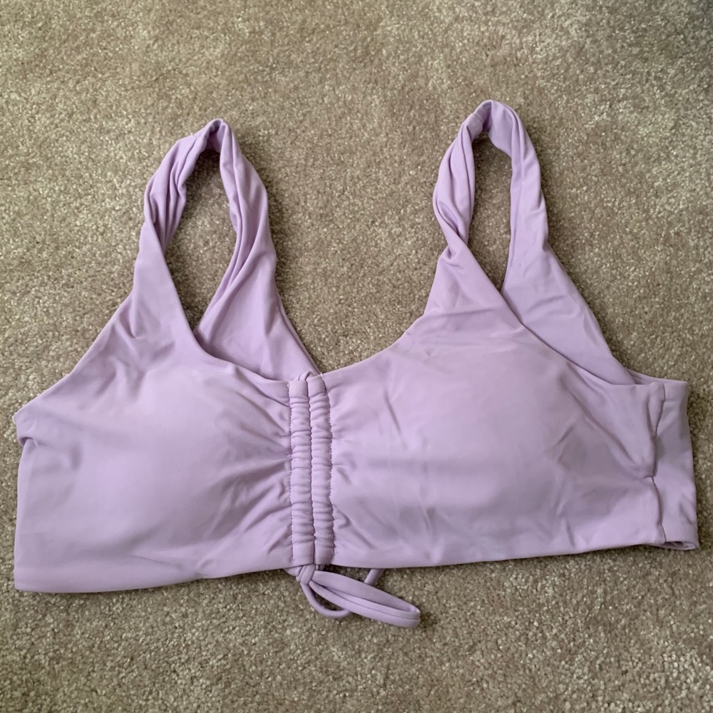 Purple ruched bikini top